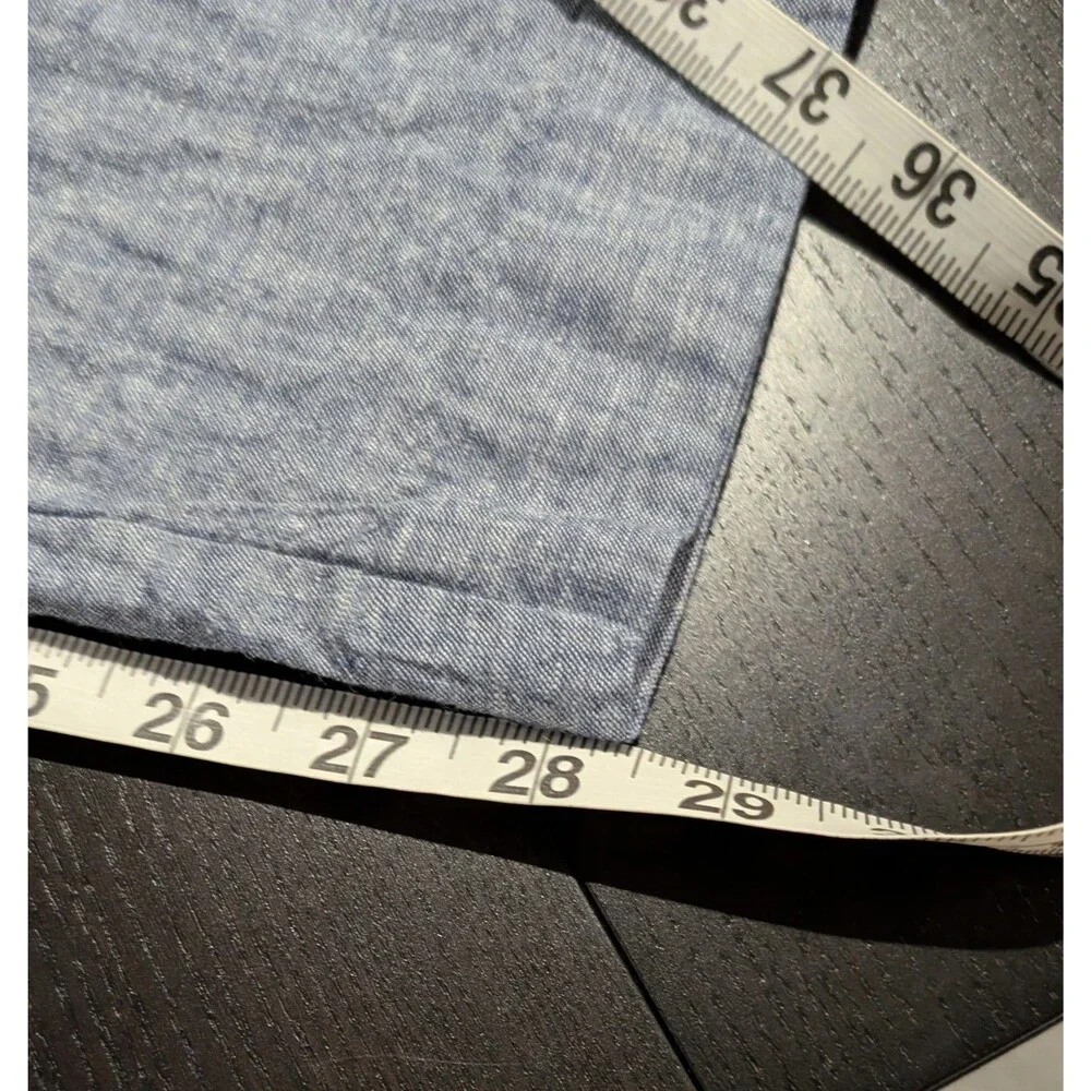 Perry Ellis Mens 32x30 Linen Blend Pants Light Blue Slim Fit Chino Flat Front